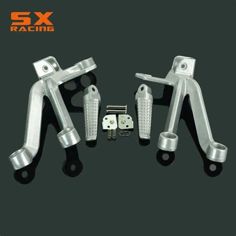 Motorcycle Silver Black Street Bike Rear Foot Pegs Pedal Footrest For