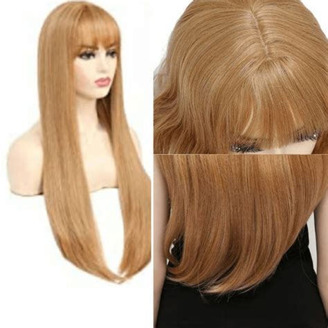 Strawberry Blonde Wig With Bangs Long Straight Concocted With