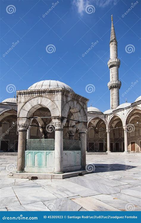 Ablution Fountain And Minaret Of The Blue Mosque Stock Image Image Of