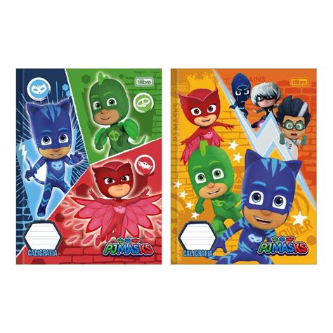 Caderno Caligrafia Brochura Univ Fls Capa Dura Pj Masks Tilibra Na