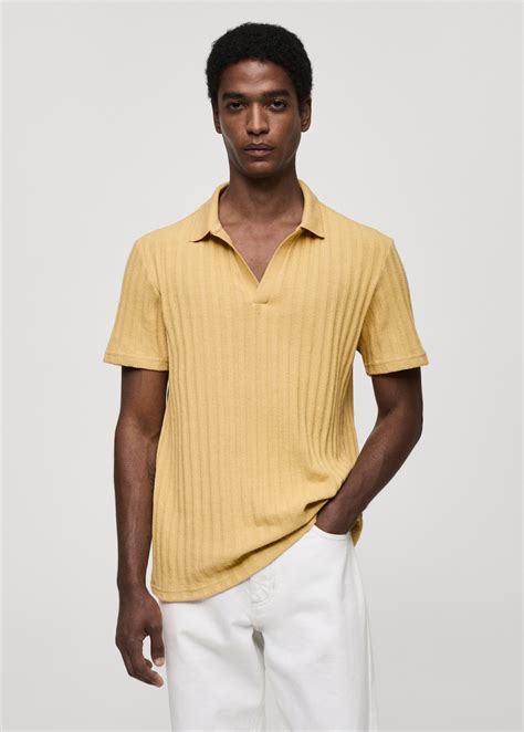 Regular Fit Ribbed Cotton Polo Shirt Men Mango Usa