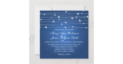 Elegant Wedding Sparkling Lines Sapphire Blue Invitation Zazzle