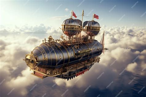 Premium AI Image | Photo of Steampunk airship in the sky 4K Wallpaper