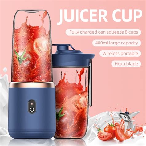 Portátil 6 Lâminas mini juicer Elétrico copo liquidificador 400ML Suco