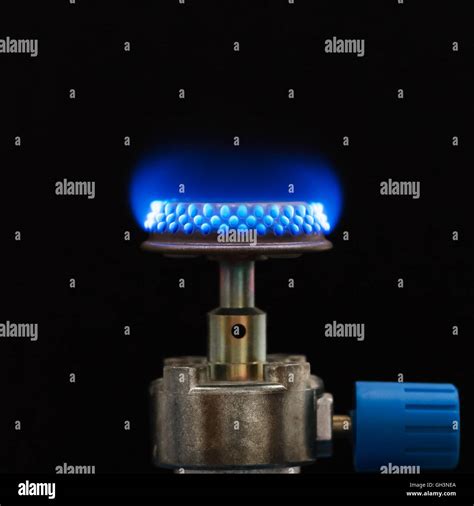 Propane Gas Burner With Blue Bunsen Flame Used For Stoves And In