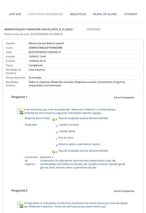 Administra Ao Financeira Question Rio Unidade Iii Administra O