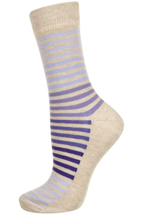 Topshop Stripe Ankle Socks In Purple Lyst