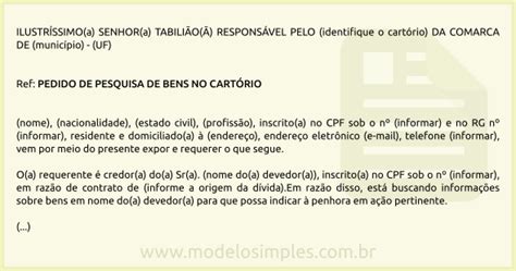 Refer Ncia De Peti O Intermedi Ria Requerimento Cart Rio Modelo Gratuito