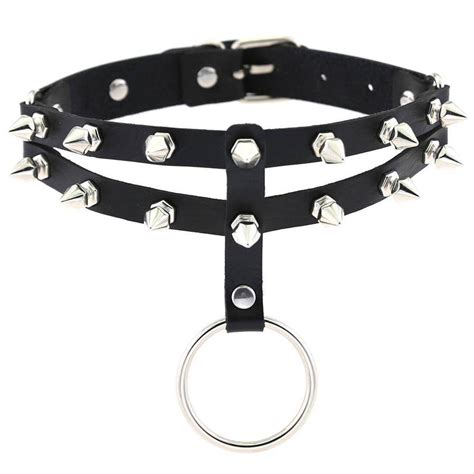 Bdsm Play Collar Black Spike Choker Collar Women Men Punk Vegan Leather Choker Emo Metal Spiked