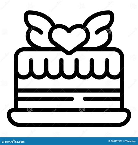 Love Wedding Cake Icon Outline Vector Lovebirds Ceremony Dessert Stock