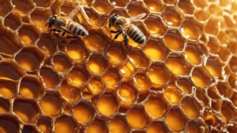 Premium Photo Fresh Honey In The Sealed Comb Frame