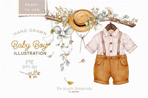 Baby Boy Watercolor Illustration Kids Clipart