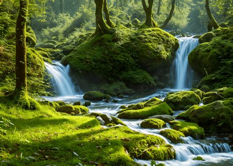 pemandangan alam  tengah hutan alam hutan air terjun latar