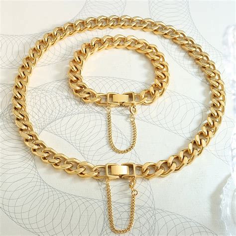 Novo Colar De Corrente Cubana Pulseira Conjunto Hip Hop Estilo