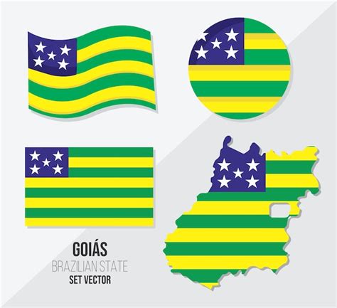 Goi S Brasil Estado Vector Conjunto Bandera S Mbolo Mapa Y Bandera