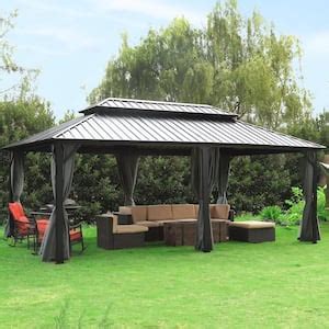 Egeiroslife Ft X Ft Double Roof Hardtop Aluminum Patio Gazebo