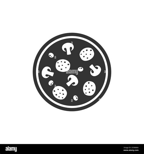 Round Pizza Simple Vector Icon Black Pizza Symbol With Salami Olives