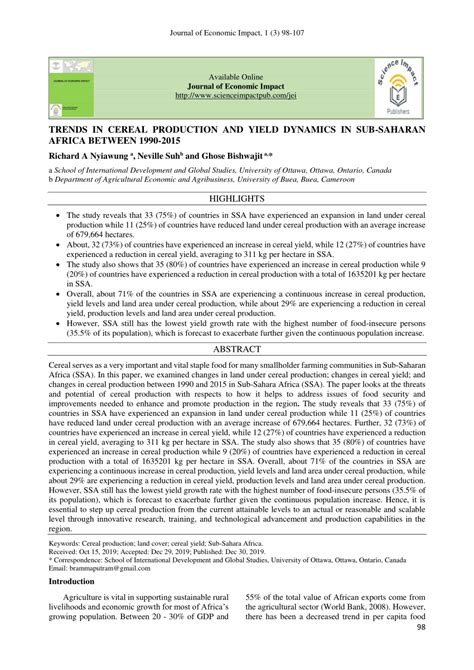 Pdf Trends In Cereal Production And Yield Dynamics In Sub Saharan