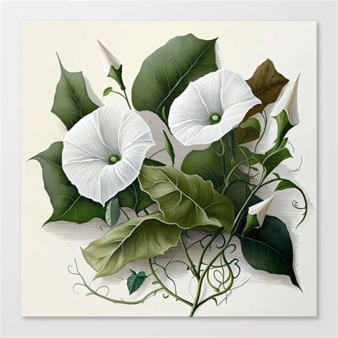 Shop White Morning Glory Canvas Print By Vanoverdesigns On Society6