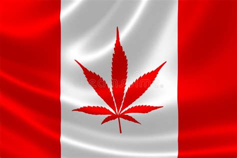 Canadian Flag With Cannabis Plant Symbol Stock Illustration