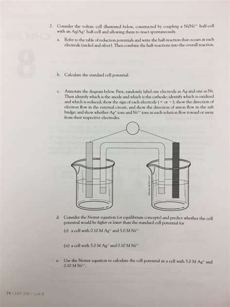 Solved Electrochemistry CHM 230 8 NAME TA LAB TIME AND DAY Chegg