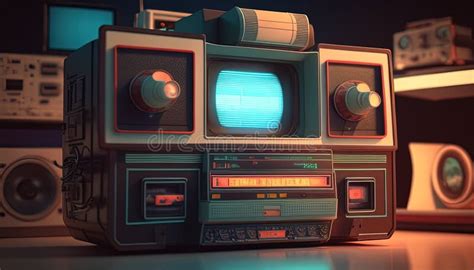 Cassette Futurism Console Game Digital Art Illustration Generative Ai Stock Illustration