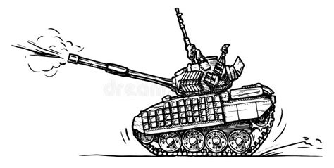 Dibujo Del Vector Del Tanque De Batalla Bosquejo Del Dibujo Del Tanque