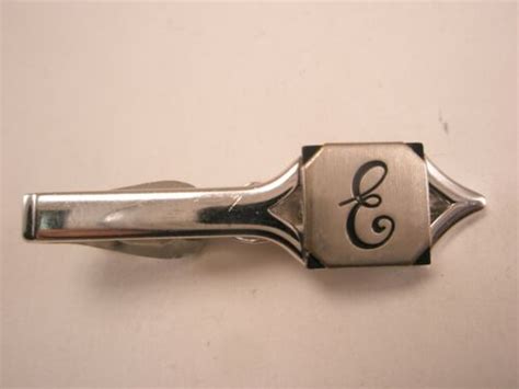 E Initials Monogram Letter Font Name Vintage Swank Tie Bar Clip Ebay