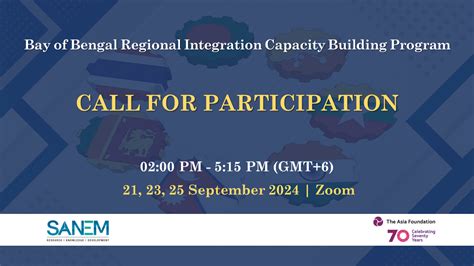 Call For Participation Bay Of Bengal Regional Integration Capacity