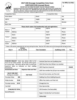 Fillable Online Uds Dressage Competition Entry Form Fax Email