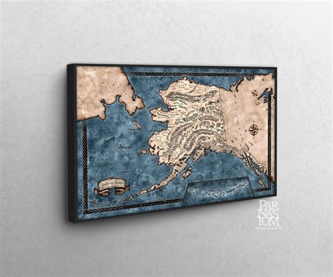 Canvas Map of Alaska Illustrated Alaska Map on Canvas - Etsy