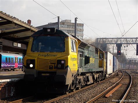 Class 70 015 Heads Northwards Through Preston Station With A Daventry To Mossend Service