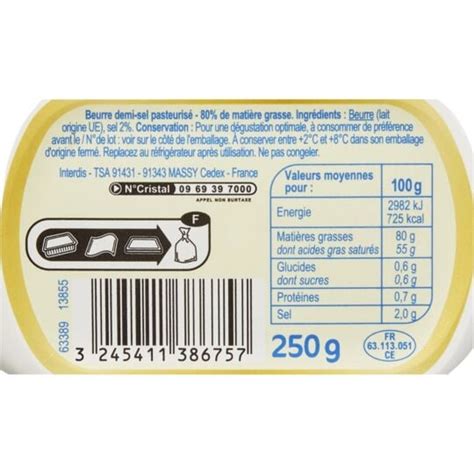 Beurre tendre demi sel CARREFOUR CLASSIC la barquette de 250g à Prix