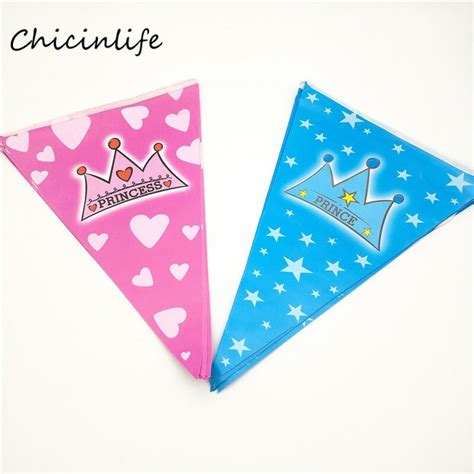 Chicinlife 1 pçs princesa príncipe bandeiras de papel buting banner