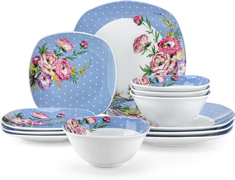 Amazon VEWEET Plates And Bowls Sets 12 PCS Porcelain Dinnerware