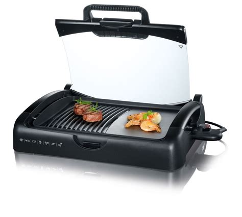 Severin Barbecue Grill With Glass Lid Watt Black Severin Best