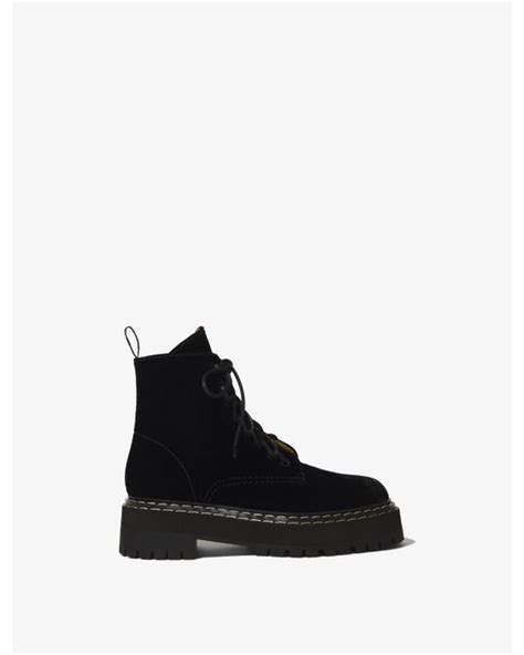 Proenza Schouler Velvet Lug Sole Combat Boots In Black Lyst