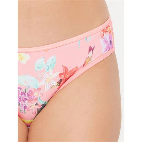 Buy Clovia Low Waist Floral Print Bikini Panty In Peach Colour Cotton