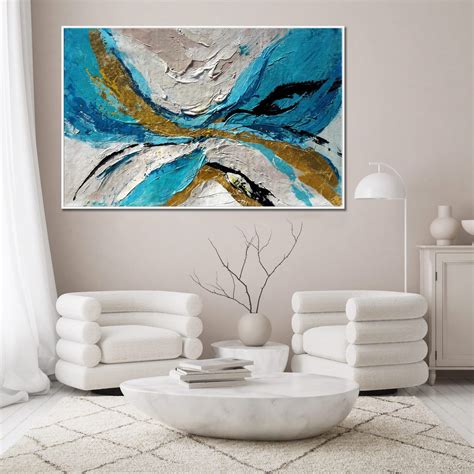 Teal Gold Wall Art Teal Gold Painting Teal Color Abstract - Etsy