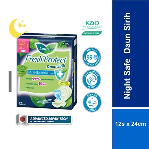 Laurier Fresh Protect Nightsafe Daun Sirih S X Cm Shopee Malaysia