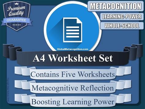 Metacognition Personal Reflection Worksheets A4 X5 Metacognitive Tool