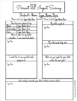 Parent IEP Input Form Google Docs By Pieces Of The Puzzle TPT