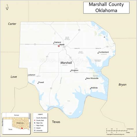 Map of Marshall County, Oklahoma - Thong Thai Real