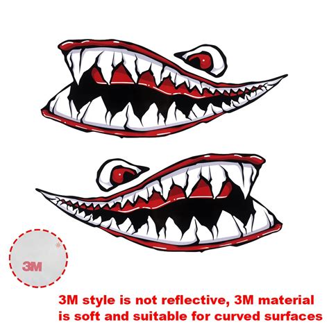 3M Vespa Reflective Motorcycle Sticker Shark Teeth Mouth Side Strip