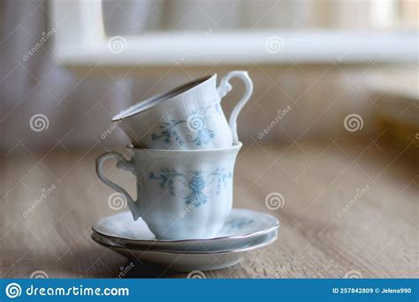 Vintage Porcelain Cups stock image. Image of blue, life - 257842809