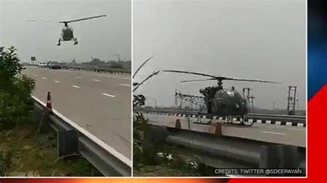 Haryana Iaf Chopper Makes Emergency Landing On Highway After Technical