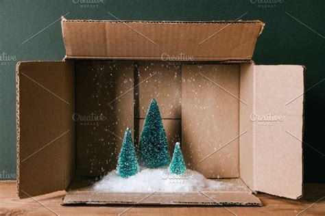 Christmas Inside A Cardboard Box Miniature Christmas Christmas Tree