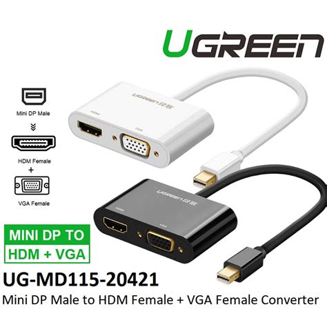 Ugreen UG MD115 20421 MINI DP TO HDMI VGA CONVERTER SILVER Ugreen