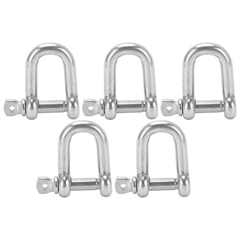 5Pcs M6 Straight D Shackle Short 304 Stainless Steel Breaking D Rigging