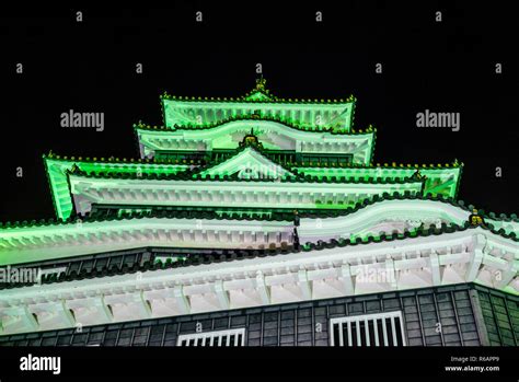 Night view of Okayama Castle, a historic samurai castle in Okayama ...